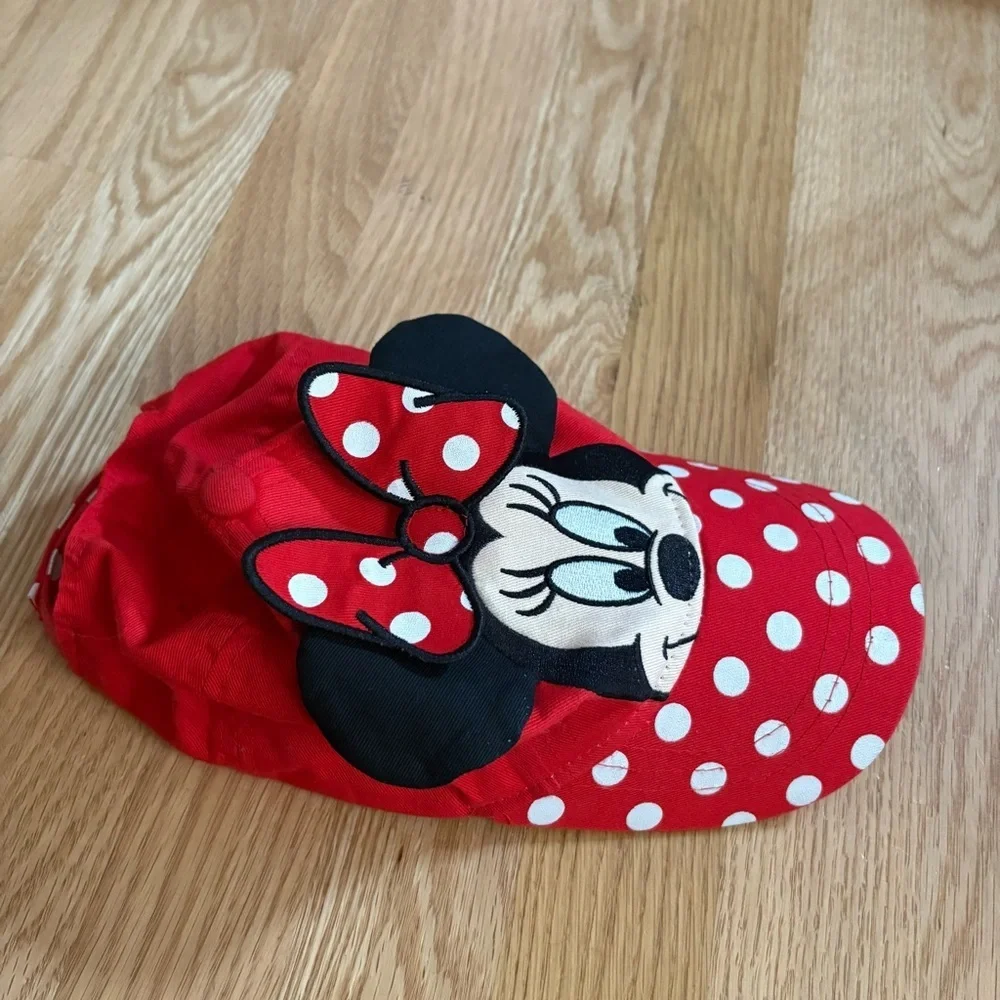 Minnie Mouse Baseball Cap Red Polka Dot 3D Ears Girls Kids Disney